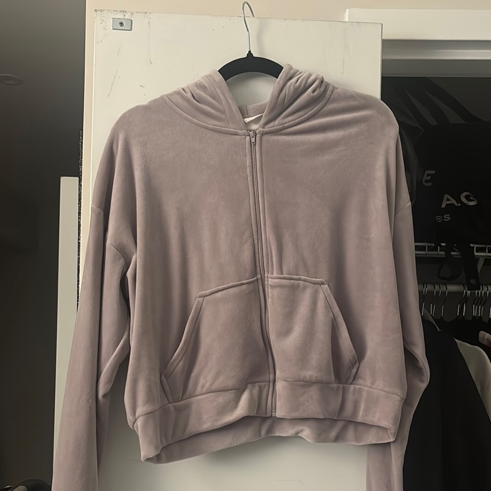 Soft Mauve Zip-Up Hoodie